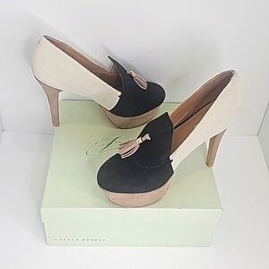 Lovely People women Suede heels, Size 9, Black, Off White and Beige
